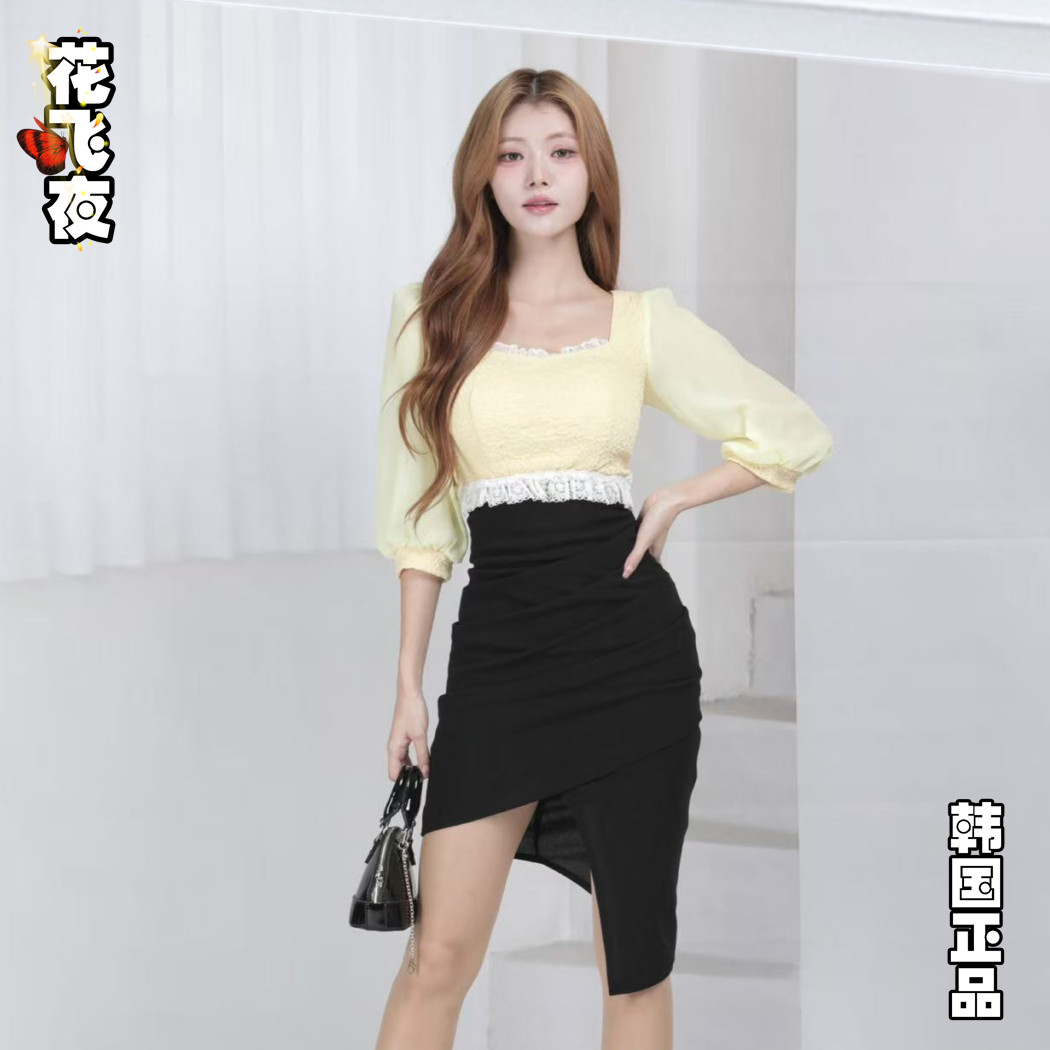 韩国代购2025年秋款小个子女生短款修身连衣裙百搭显瘦性感铅笔裙