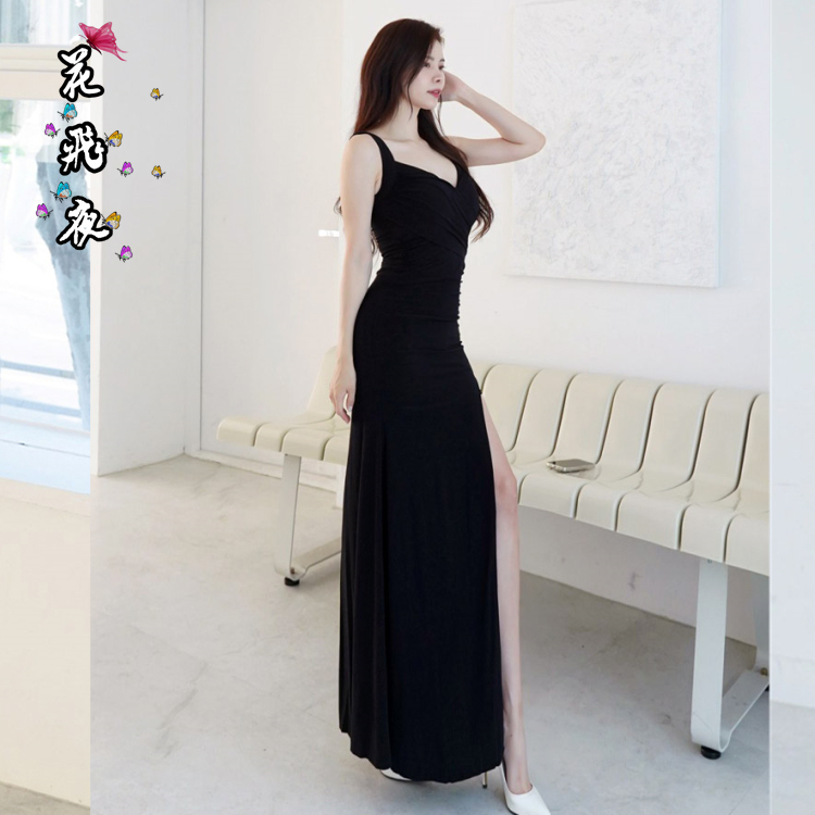 韩国定制款2024年夏款无袖长款极地修身连衣裙宴会拖地晚装晚礼裙