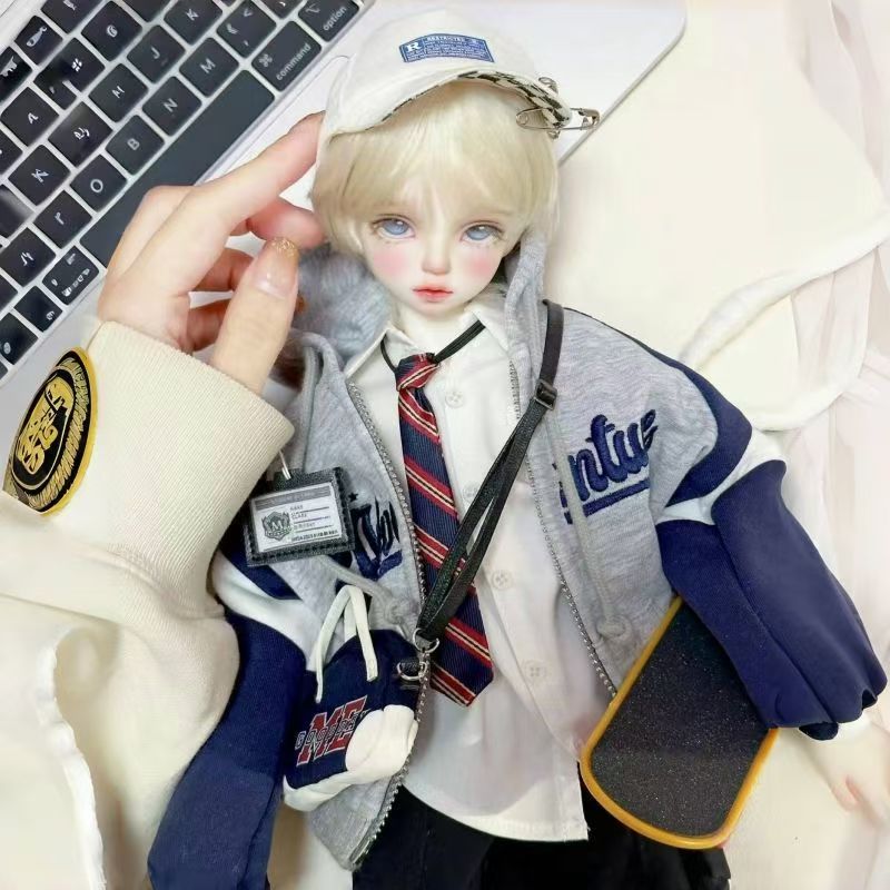 四野 BJD四分体娃衣大四可穿娃衣 娃衣套装玩偶美式卫衣棒球服