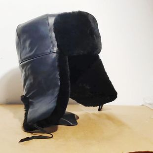 寒区光面羊皮帽 正品灰蓝羊皮栽绒帽 冬季防寒皮帽 色栽绒羊皮帽