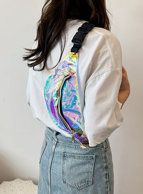 2026早秋炫彩镭射透明斜挎女包