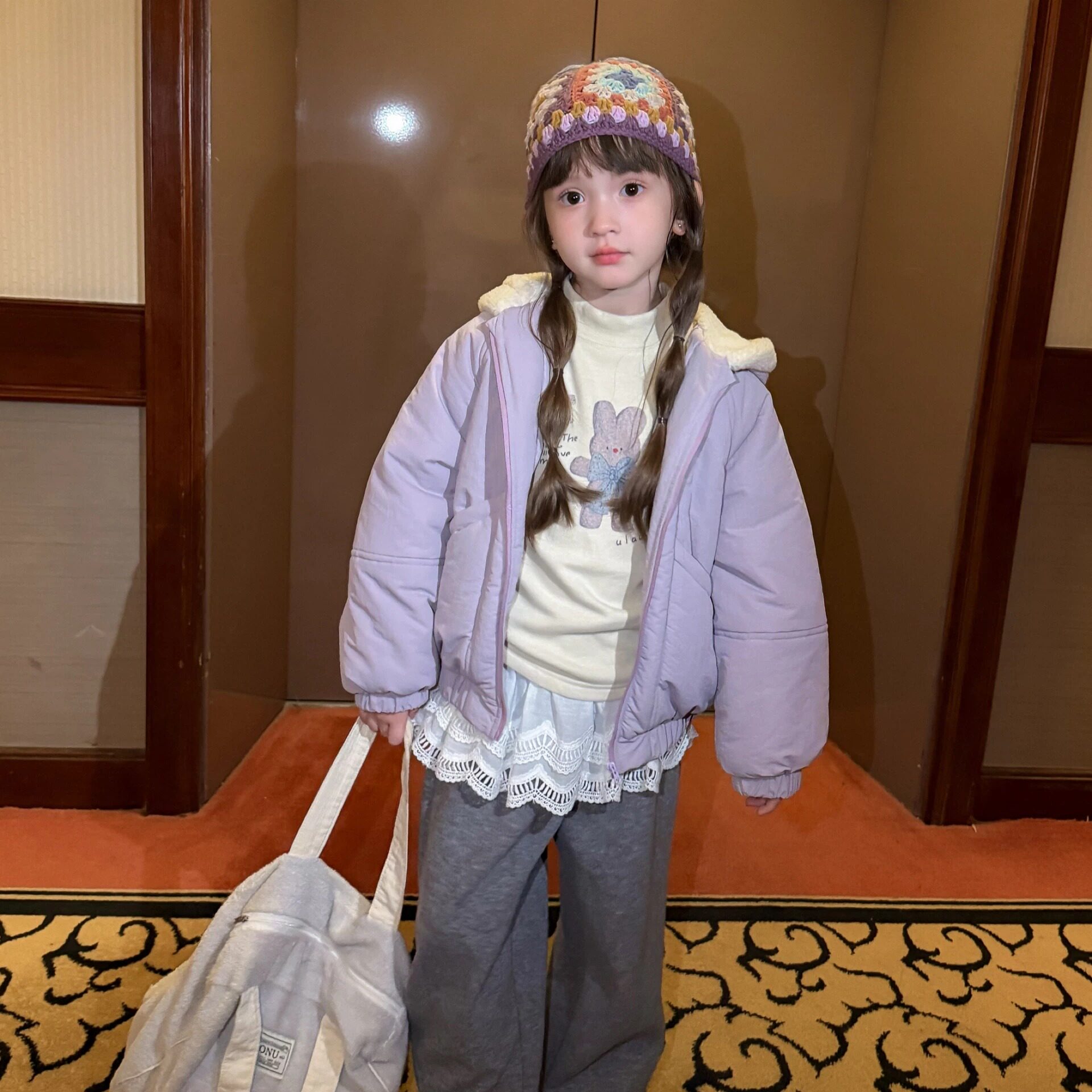 【正品现货】U拉女童连帽棉服2026冬宝宝洋气保暖毛毛绒棉衣外套