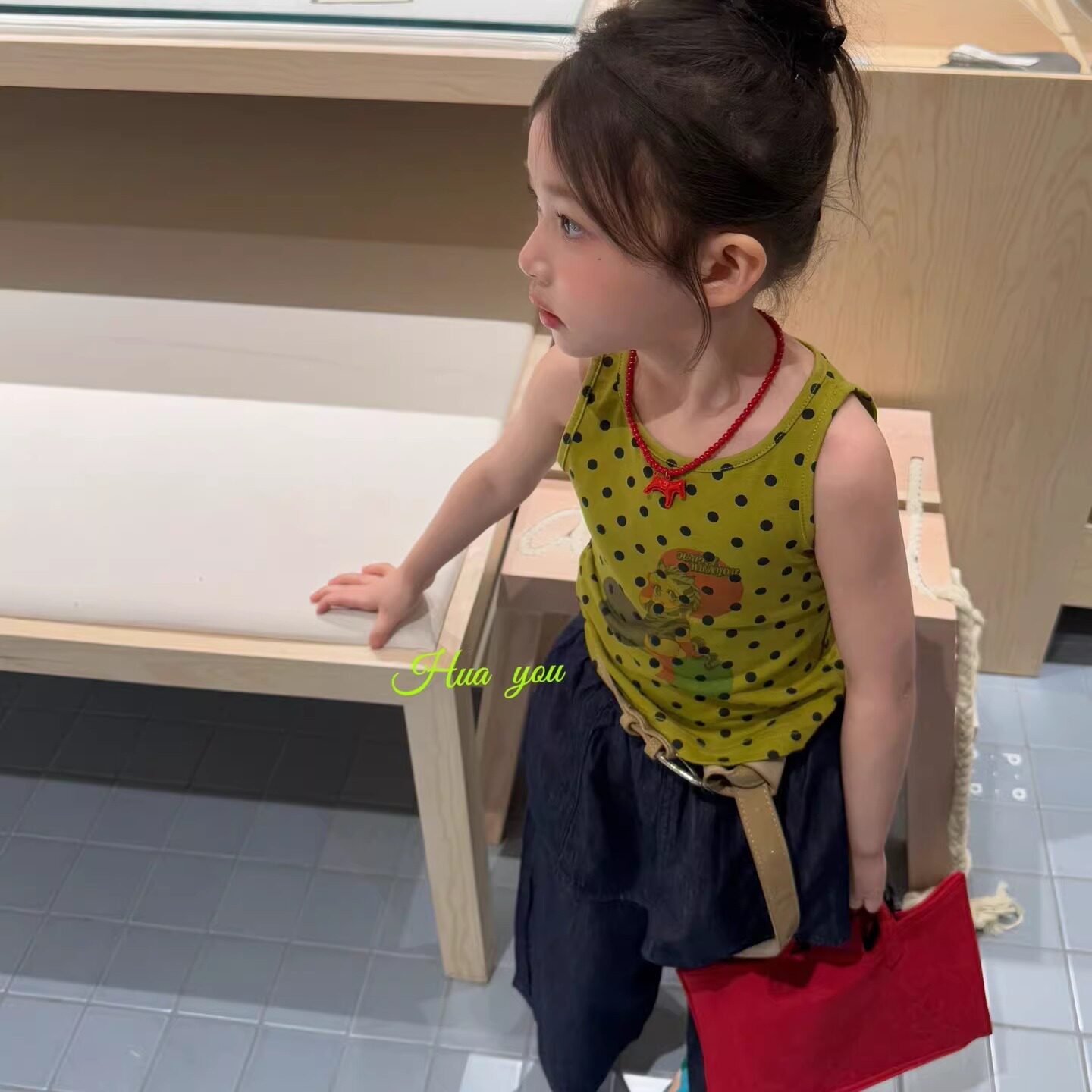 【正品现货】花呦女童波点吊带背心2026夏薄新款宝宝多巴胺内搭潮