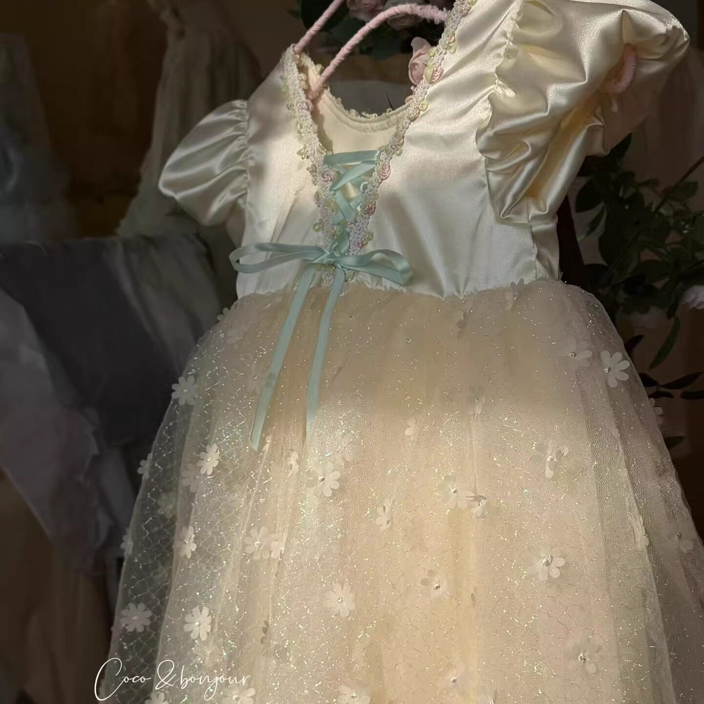 【正品现货】COCO女童公主风泡泡袖连衣裙2026夏季纱裙生日礼服