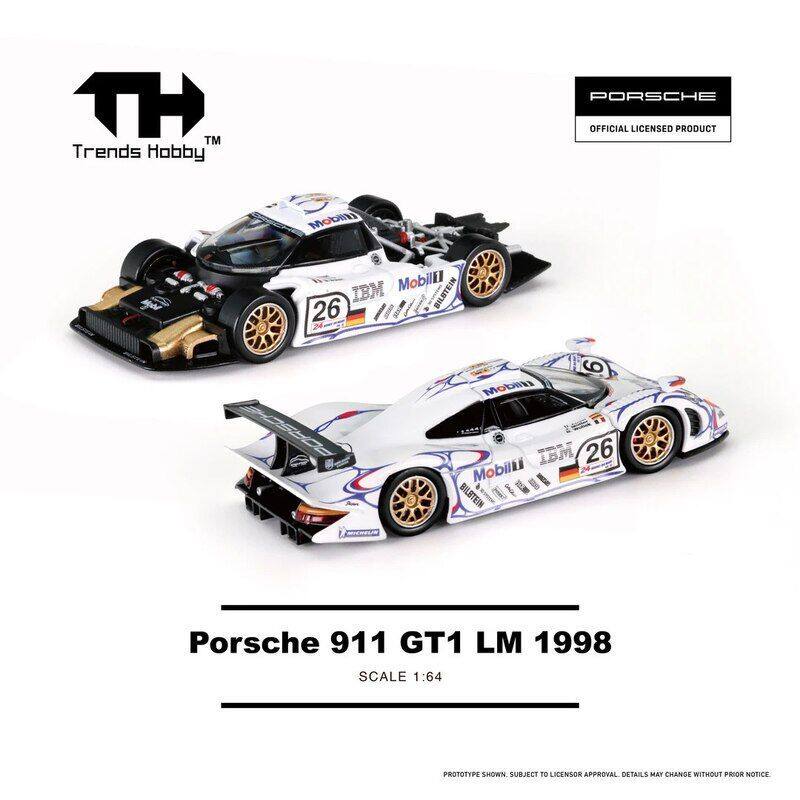 Trends Hobby合金汽车模型1:64保时捷911 GT1跑车赛车收藏摆件