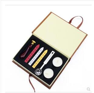 复古火漆印章套盒装火漆印章火漆蜡纸盒装金属手柄印章图案信封