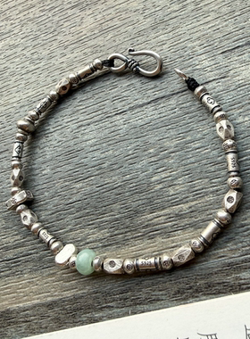 【境】原创纯银珠不规则碎银手链 手编手链 脚链 情侣手链