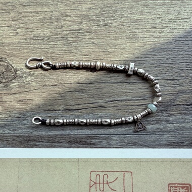 【境】原创纯银珠不规则碎银手链 手编手链 脚链 情侣手链