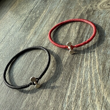 【素】原创泰国蜡线纯银手工编手绳 情侣手链脚链 蜡线手绳