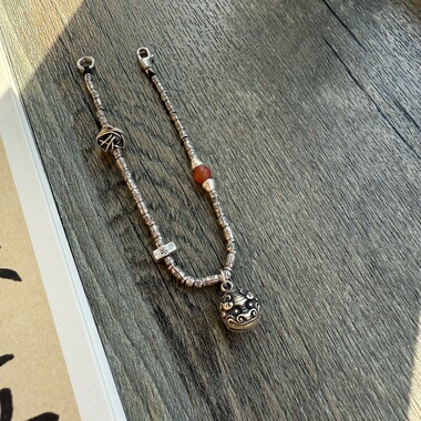 【鸿】原创纯银珠不规则碎银手链 手编手链 脚链 情侣手链