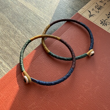 【涧】原创泰国蜡线纯银手工编金刚结手绳 情侣手链脚链 蜡线手绳