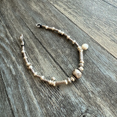 【晖】原创纯银珠不规则碎银手链 手编手链 脚链 情侣手链