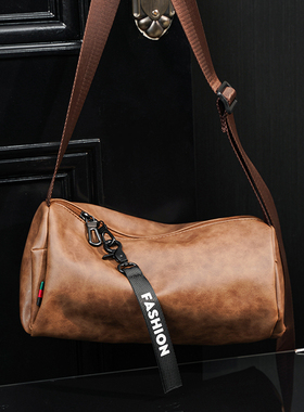 复古圆筒包单肩包潮流韩版男包 斜挎包简约休闲手机包时尚背包潮