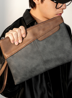 2025新款复古简约男士青年手拿包 韩版男包信封包IPAD包潮流小包