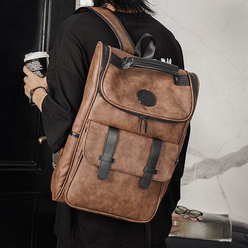 复古双肩包男时尚潮流初中生书包女大学生高中休闲大容量旅行背包,箱包皮具/热销女包/男包,双肩背包,淘宝优惠券,粉丝福利购,淘宝优惠卷