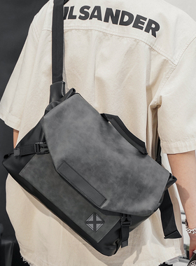 单肩包男简约休闲大容量斜挎包潮韩版皮质男包背包时尚商务手提包