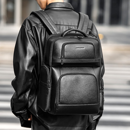 真皮双肩包头层牛皮多功能背包