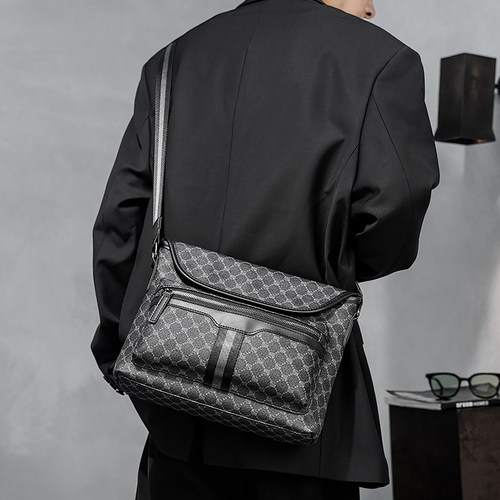 轻商务邮差包百搭时尚横款单肩包