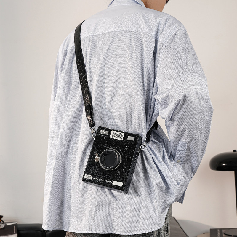 日系复古相机包小方包 韩版男包休闲时尚单肩包斜挎包潮男包小包