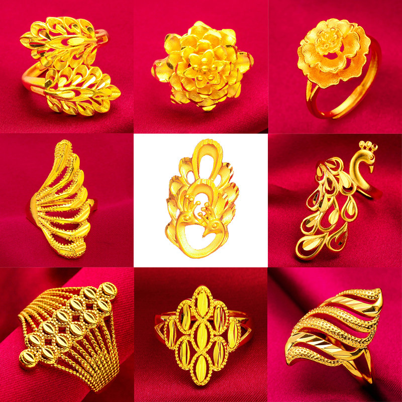 夸张大个女沙金时尚个性仿真戒指