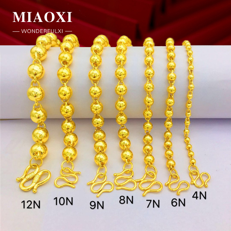 假黄金圆珠项链男女实心合金久不掉色仿真大金链子越南沙金饰品