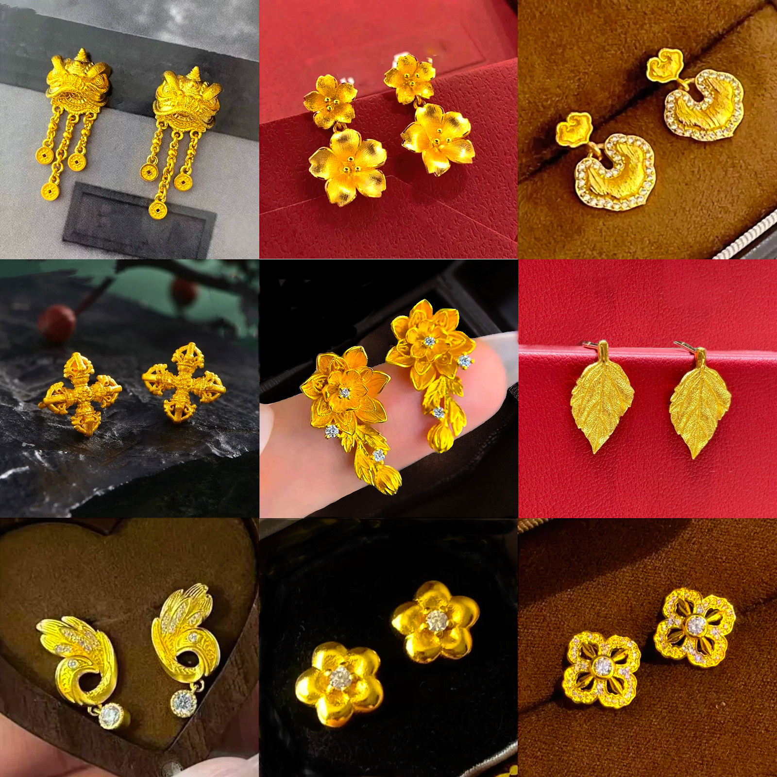 耳钉女轻奢金刚杵四叶草耳环图片