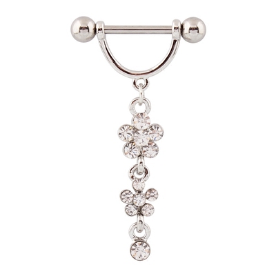 乳钉人体穿刺梅花乳环白色水钻不过敏 body jewelry nipple ring