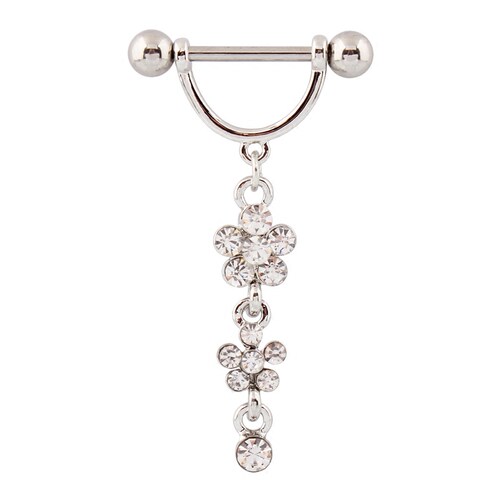 乳钉人体穿刺梅花乳环白色水钻不过敏 body jewelry nipple ring