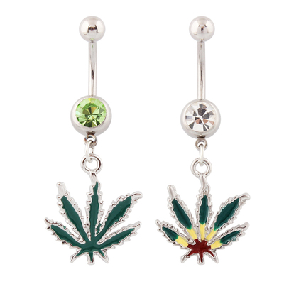 枫叶肚脐环肚脐扣防过敏钉人体穿刺粗针肚脐眼饰品 belly ring