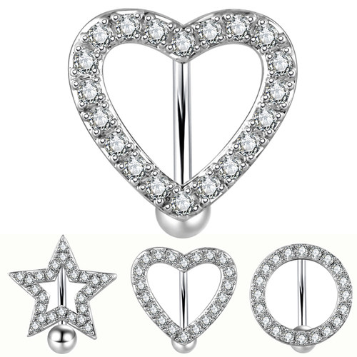 倒挂爱心星星钛钢粗杆个性肚脐钉