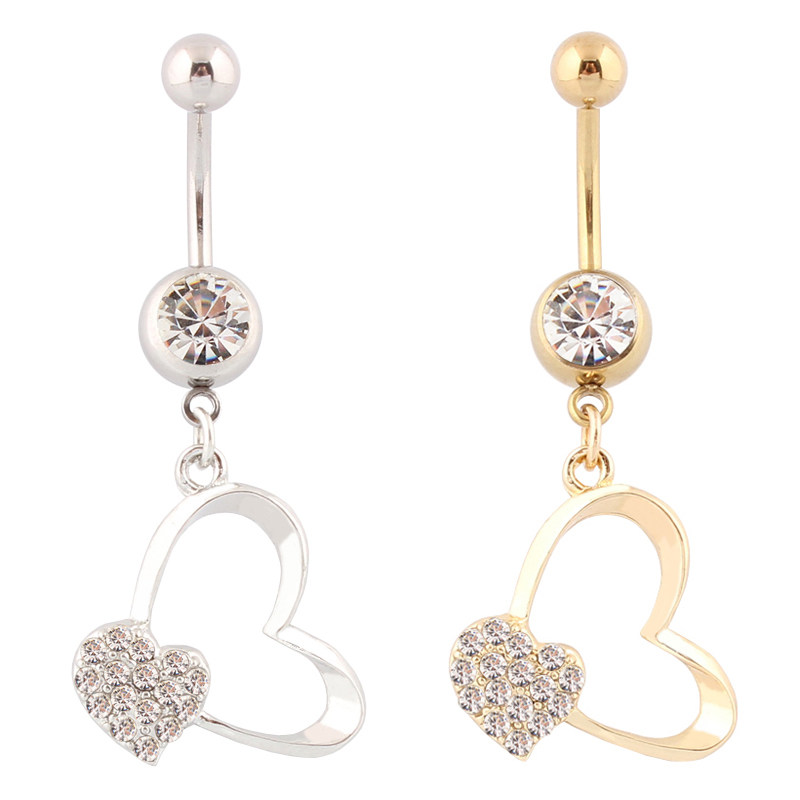 桃心心形脐环防过敏医用钢不过敏粗针脐钉扣肚脐眼人体穿刺装饰品