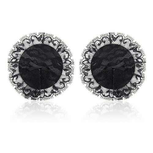 乳环蕾丝 蝴蝶结 花边 黑色 圆的乳贴 乳盖无需穿孔 一对的价格