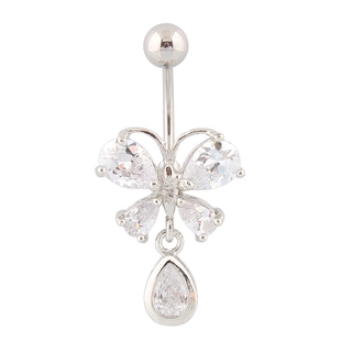 rings belly 细杆肚脐环蝴蝶锆石1.2mm防过敏细针脐钉 piercing