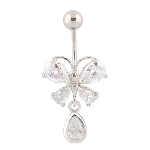 细杆肚脐环蝴蝶锆石1.2mm防过敏细针脐钉 piercing belly rings
