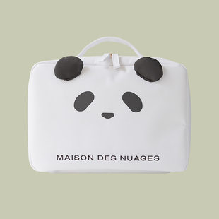 云朵里商店 旅行化妆品内衣收纳 软萌可爱卡通熊猫白色手提收纳包