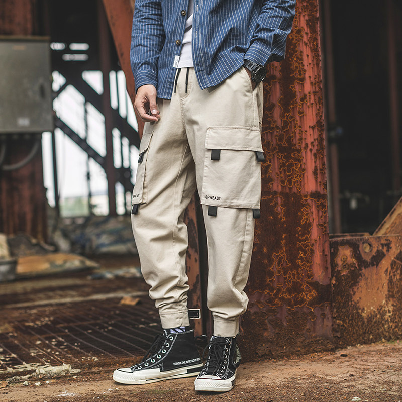 ins超火的长裤秋冬男式宽松多口袋工装裤余文乐青年魔术贴束脚裤|msdalam kategori Pakaian Lelaki, seluar santai - dari Buy2taobao.com untuk memberikan perkhidmatan ejen Taobao profesional membeli