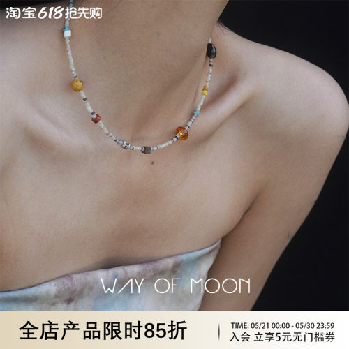 WAYOFMOON贝壳彩色宝石项链