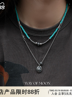 WAYOFMOON小众复古蓝色项链