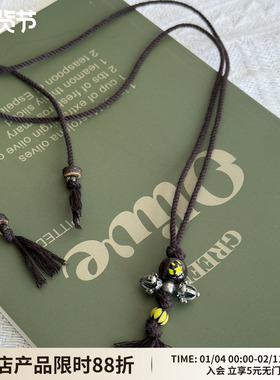 WAY OF MOON原创设计波西米亚风复古流苏方絮调节项链