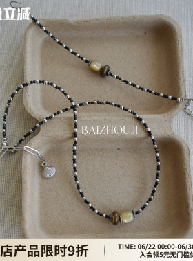 WAYOFMOON小众黑色尖晶石项链