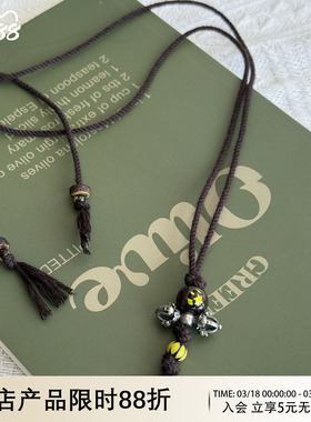 WAY OF MOON原创设计波西米亚风复古流苏方絮调节项链