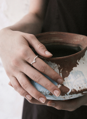 【森制SHINSEI官方】手工藤蔓扭纹单层戒指 纯银