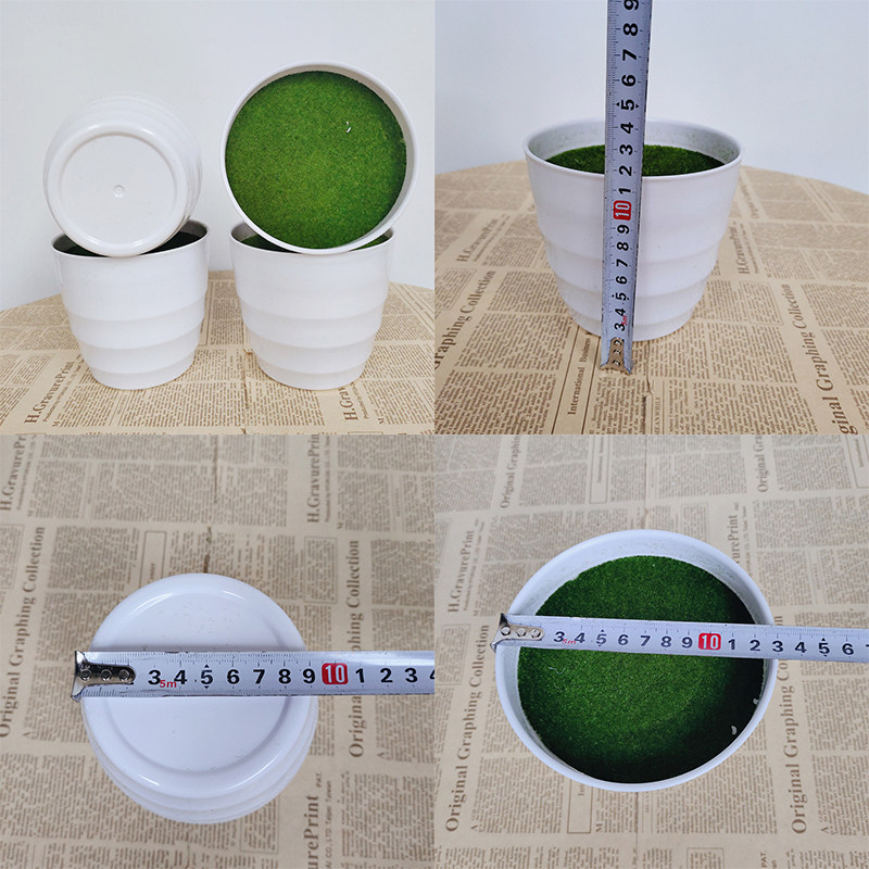 仿真花用塑料磨砂螺纹花盆室内室外假花草插花器带插花泡沫绿植绒