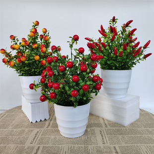 发财果仿真花新年装花艺套装客厅餐桌苹果桔子假花摆件红果装饰品