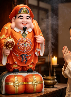 汉白玉大黑天财神吉祥摆件