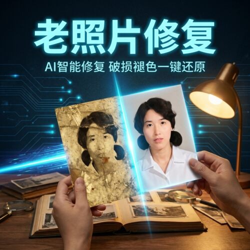 专业老照片修复翻新旧照片还原ps图片精修PS处理清晰彩色黑白上色