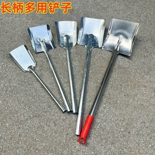 不锈钢园艺铲加厚铁锹煤灰铲火铲农用长柄宠物猫屎便便铲小铁铲子