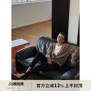 SOTHEA MODERN CHIC LADY全羊毛前后两穿短款v领针织开衫上衣