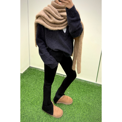 SOTHEA 秋冬时髦打底Bi备修身紧身显瘦脚口开衩高弹力裤休闲裤