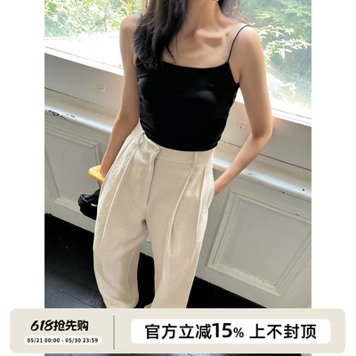 中腰经典百搭长裤棉麻阔腿
